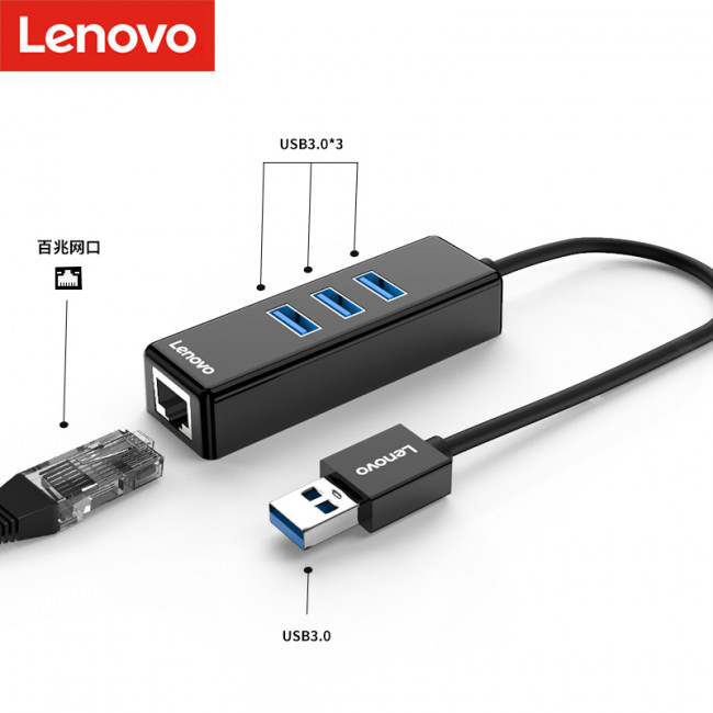 Lenovo A625 Hub USB3.0 to RJ45 Gigabit Port and USB3.0 x 3 Adapter