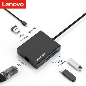 Lenovo C130 USB-C to USB3.0 x 3 + Type-C x 1 + Gigabit Ethernet Port Adapter