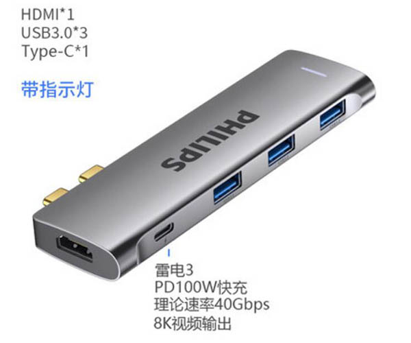 HDMI x 1 + Type-C x 1 + USB3.0 x 3