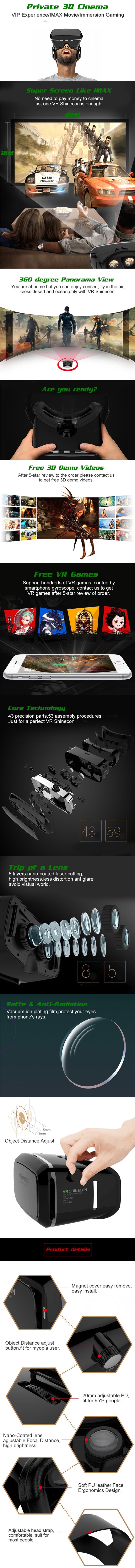 VR Shinecon 3D Virtual Reality Glasses Head Mount